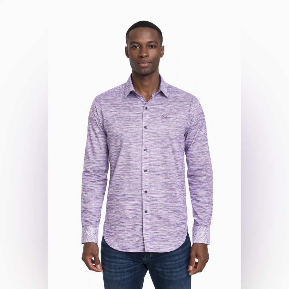 Robert Graham Purple Space Dyed Button Up Shirt Mens Small